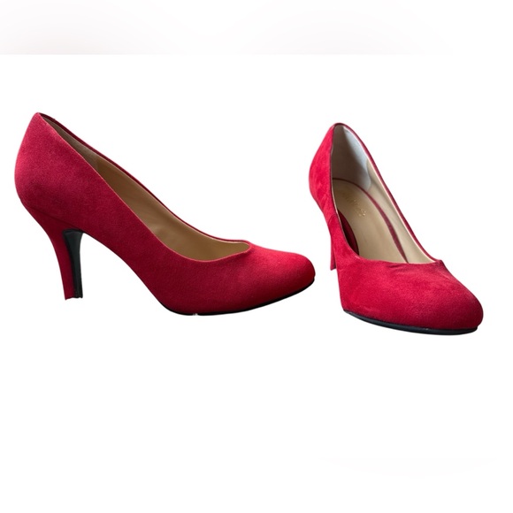 Kelly & Katie Shoes - Kelly & Katie Vibrant Red Suede Heels